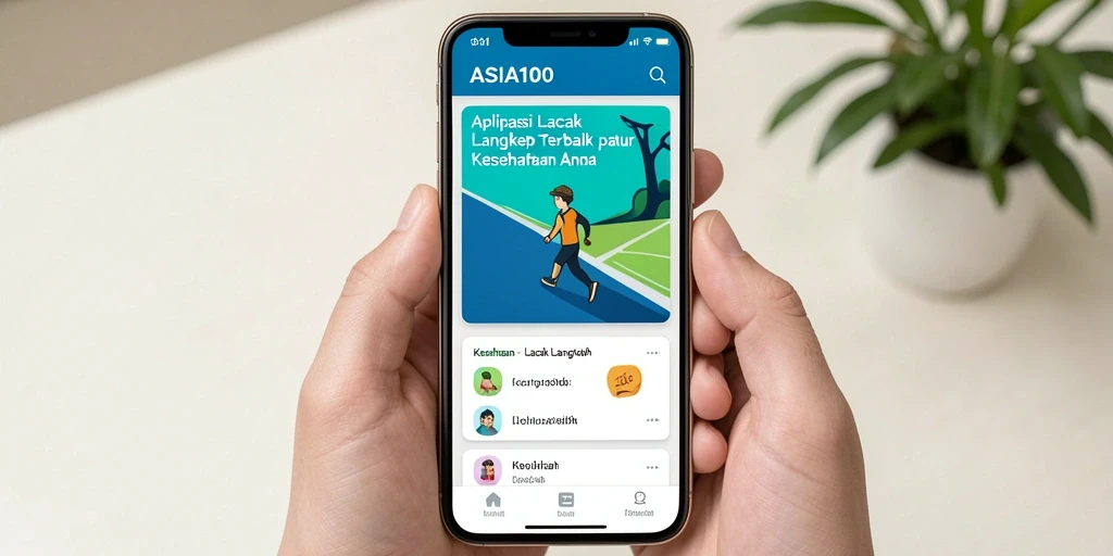 Tampilan antarmuka utama ASIA100 dengan fitur Lacak Langkah.