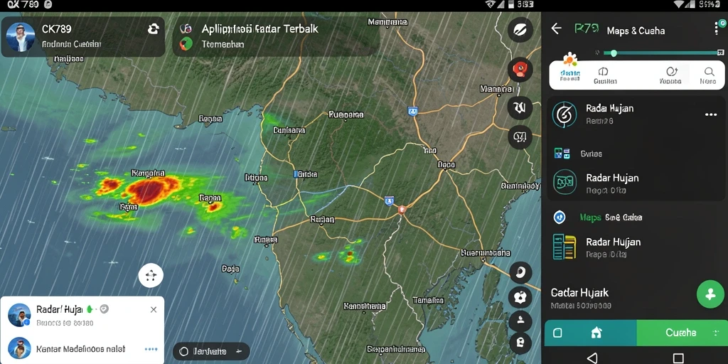 Antarmuka CK789 menampilkan radar hujan secara jelas dan informatif.