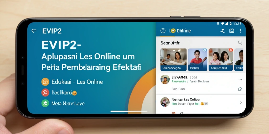 Tampilan antarmuka aplikasi Les Online EVIP2 yang menarik dan interaktif.