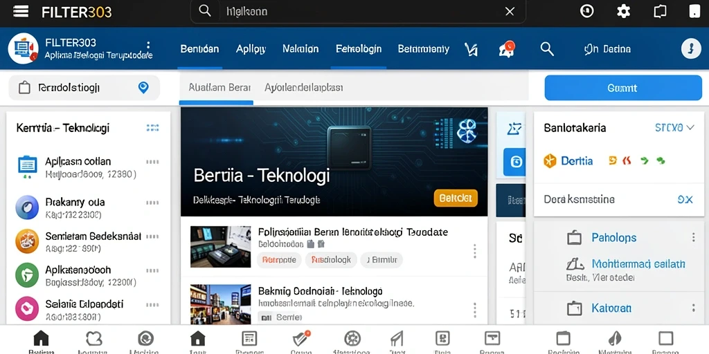 Antarmuka aplikasi FILTER303 yang modern dan interaktif.