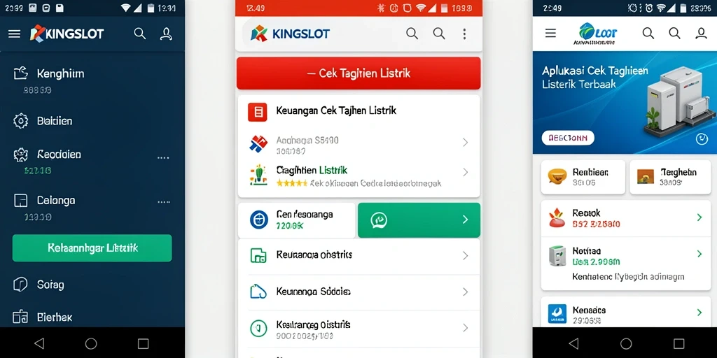 Screenshot antarmuka utama KINGSLOT untuk cek tagihan listrik.