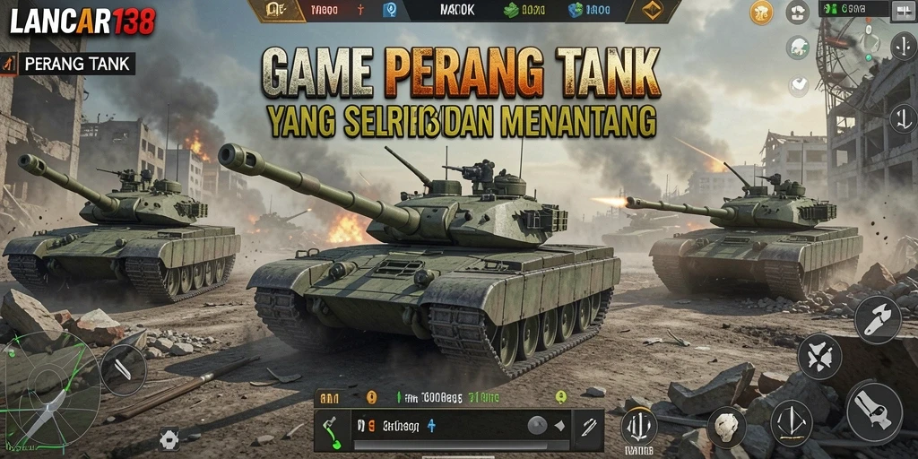 Antarmuka permainan LANCAR138 dengan tank yang siap tempur.
