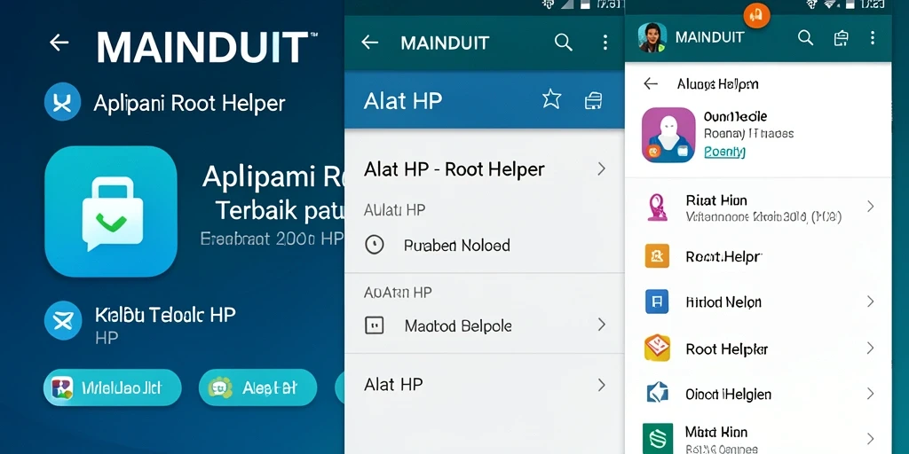 Tampilan utama aplikasi MAINDUIT dengan fungsi Root Helper yang intuitif.